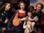Girolamo di Benvenuto Virgin and Child with Saints Michael and Joseph oil on canvas
